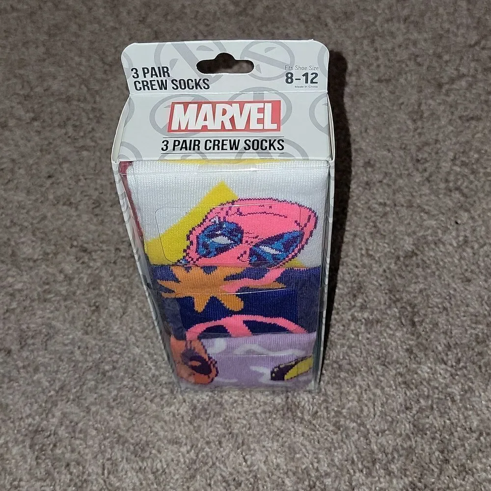 New Marvel Deadpool Crew Socks Bioworld - 3 Pack